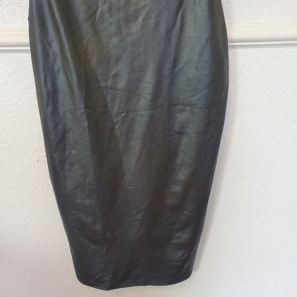 Fashion Nova Rita Faux Leather Midi Dress Black Bustier Bodycon Small NEW - Picture 3 of 12